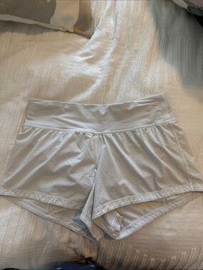 Lululemon White Athletic Shorts with Perforated Mesh